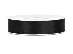 Stuha satén 12mm x 25m černá