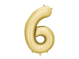 Balonek foliový 86cm číslice "6" světle zlatá