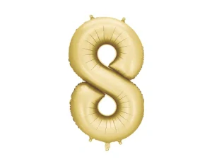 Balonek foliový 86cm číslice "8" světlá zlatá