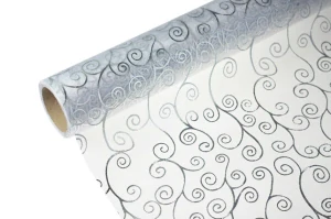 Organza 39cm x 8m ornament stříbrná / stříbrná