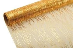 Organza 39cm x 8m vlnka zlatá / zlatá
