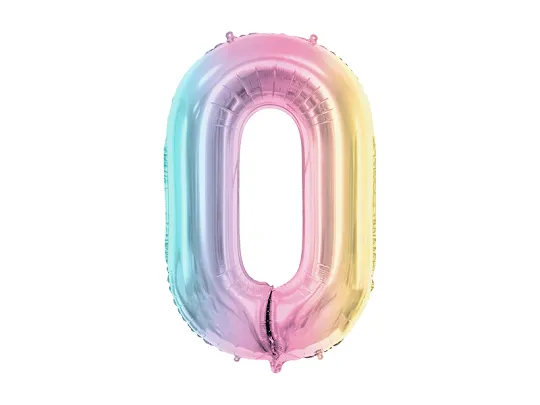Balonek foliový 86cm číslice "0" duha