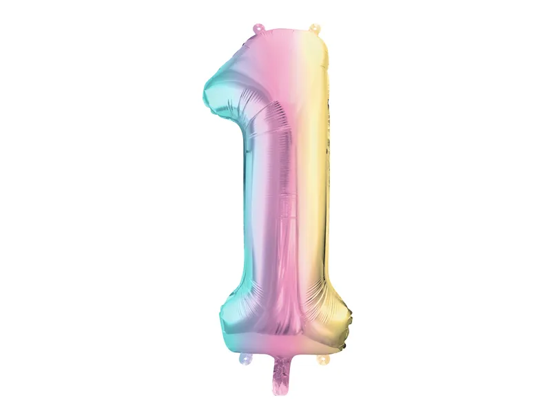 Balonek foliový 86cm číslice "1" duha