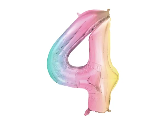 Balonek foliový 86cm číslice "4" duha