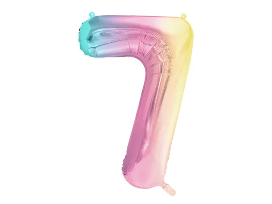 Balonek foliový 86cm číslice "7" duha