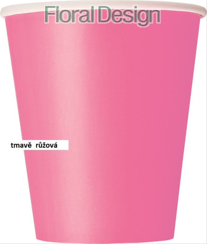 Papírový kelímek 270ml. tmavě růžová 8ks