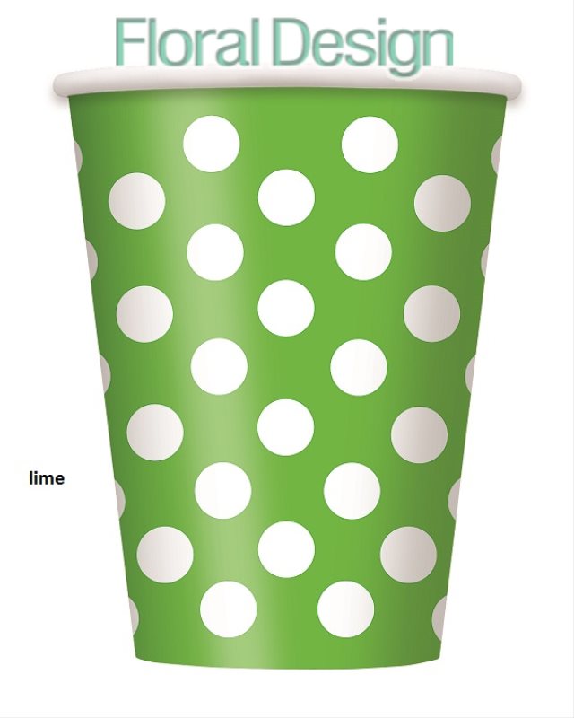 Papírový kelímek puntík 355ml. zelená 6ks