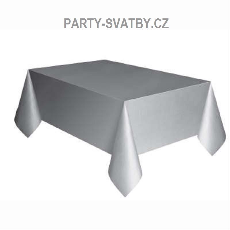 Plastový ubrus 137 x 274cm stříbrná
