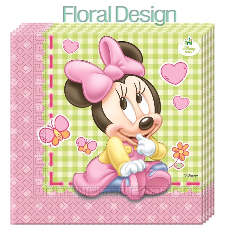 Ubrousek 33cm dvouvrstvý "Baby Minnie" 20ks