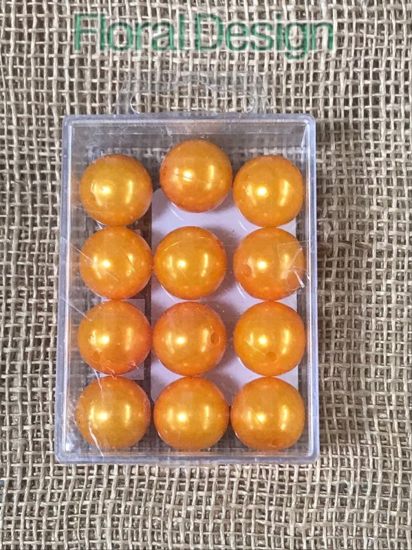 Perličky 20mm / 12ks oranžová