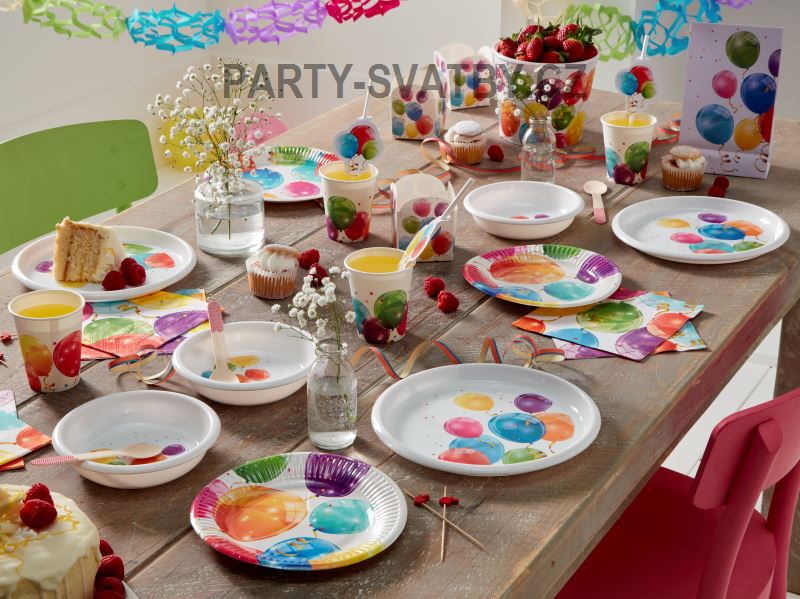 Papírový talíř 23cm "Balonkové party" 8 ks