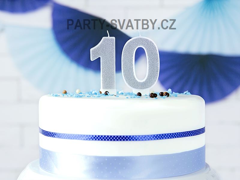Narozeninové svíčky - číslo "0" glitter stříbrná
