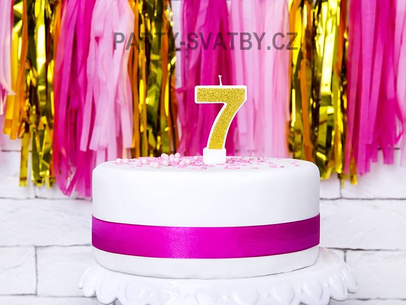 Narozeninové svíčky - číslo "7" glitter zlatá