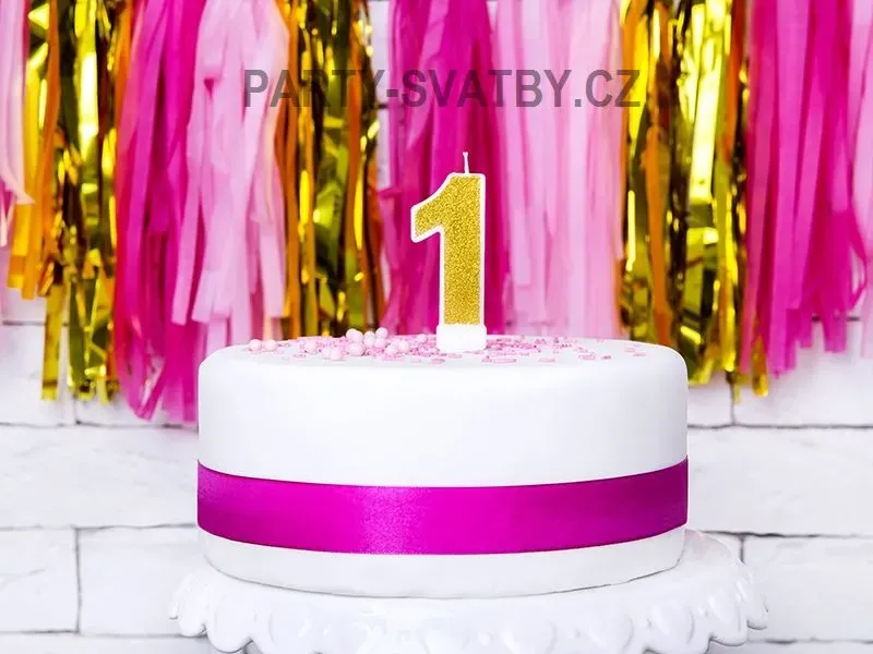 Narozeninové svíčky - číslo "1" glitter zlatá