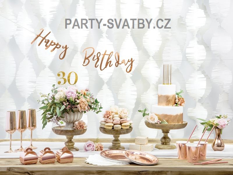 Papírový talíř 23cm metal růžovozlatá 6ks