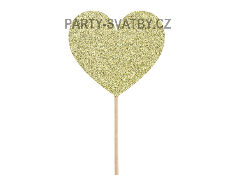 Zápich na cupcake 11cm "Srdce" 6ks zlatá
