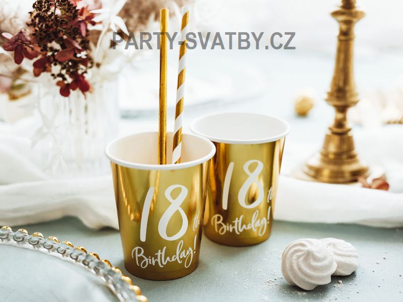 Papírový kelímek - 18 metal zlatá 220ml., 6ks