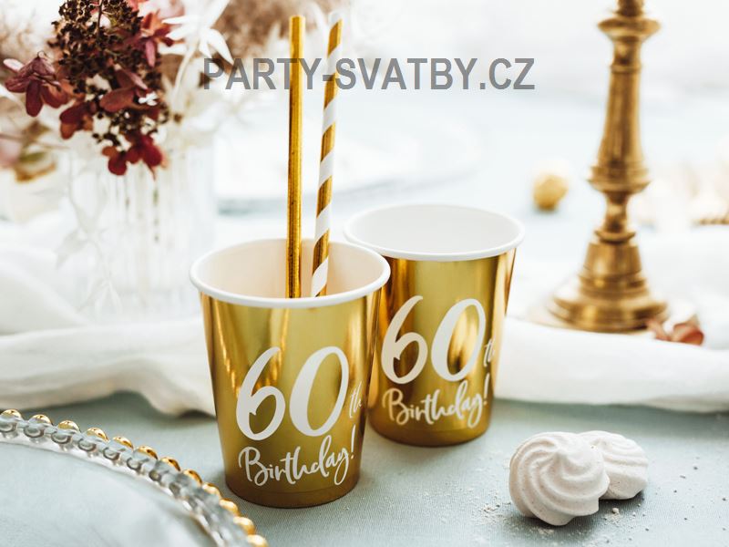 Papírový kelímek - 60 metal zlatá 220ml., 6ks