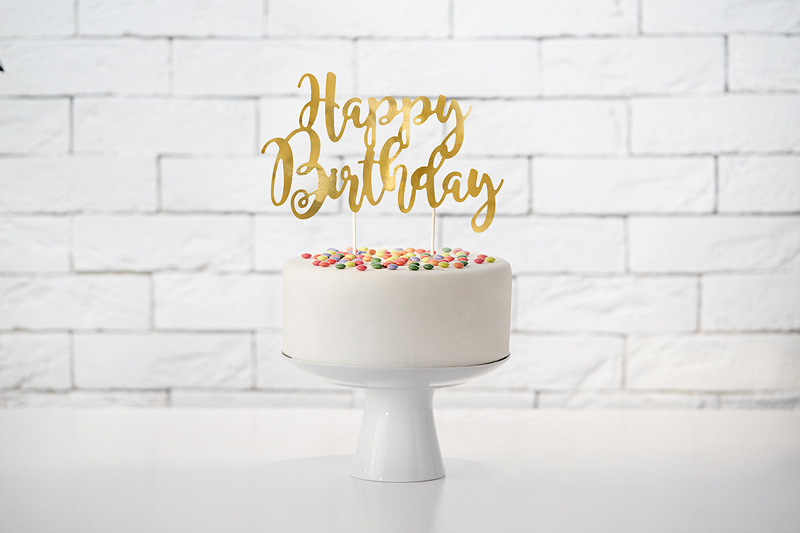 Zápich "Happy Birthday" 23cm zlatá