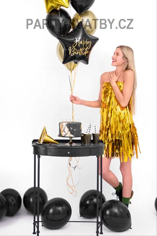 Balonek fóliový 40cm "Happy Birthday" černá