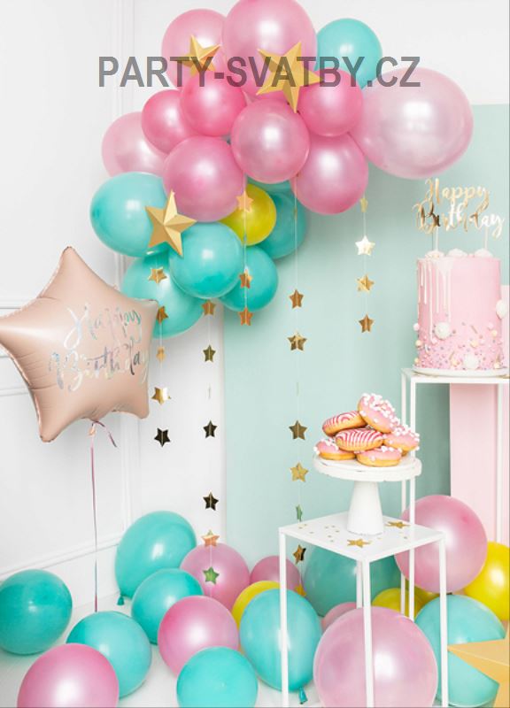Balonek fóliový 40cm "Happy Birthday" růžová