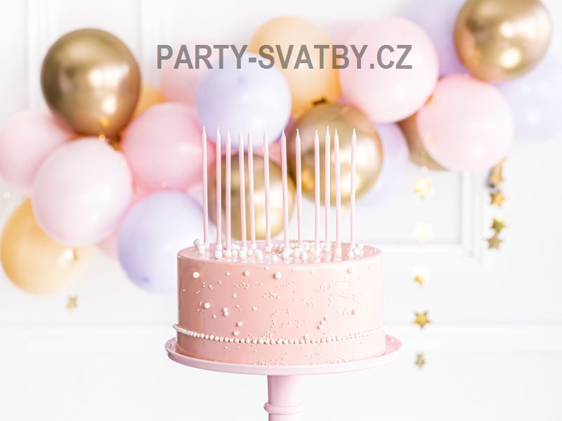 Narozeninové svíčky 14cm, 12 ks světle růžová