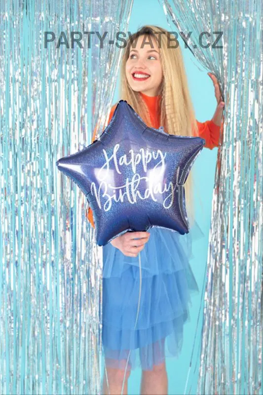 Balonek fóliový 40cm "Happy Birthday" modrá