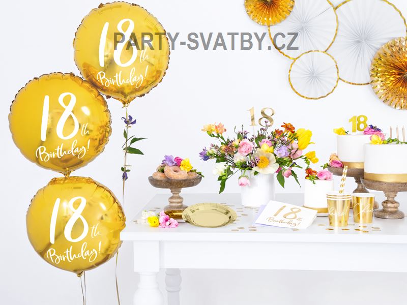 Balonek fóliový 45cm "18" zlatá