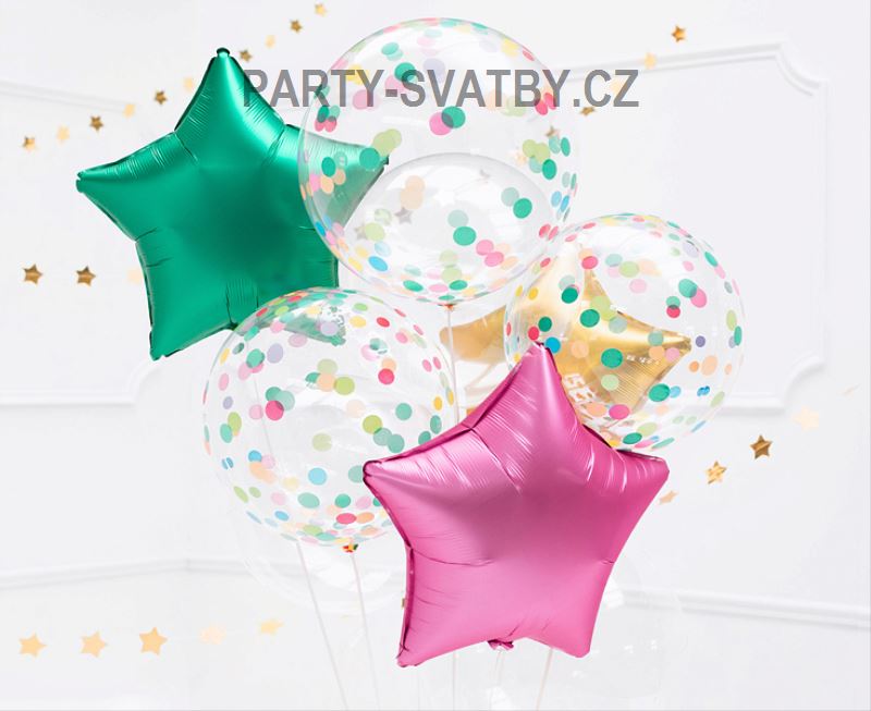 Balonek latexový 40cm průhledný mix konfety