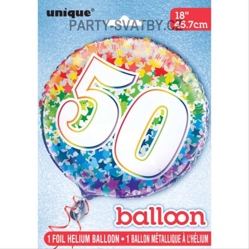 Balonek fóliový 45cm "50" duha 