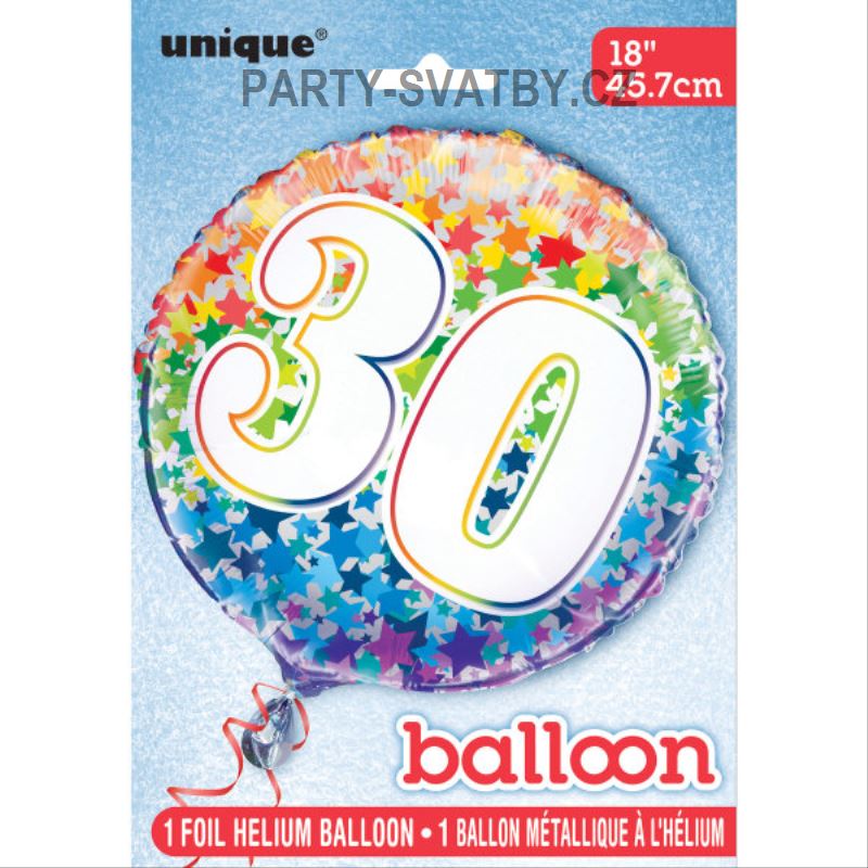 Balonek fóliový 45cm "30" duha