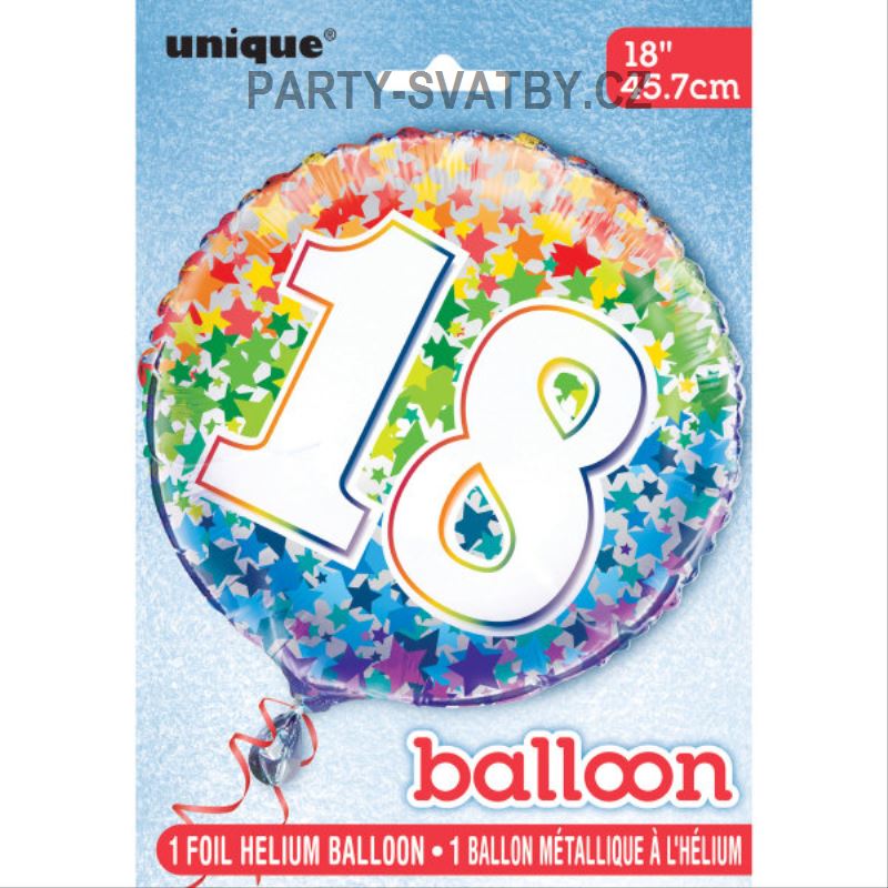 Balonek fóliový 45cm "18" duha