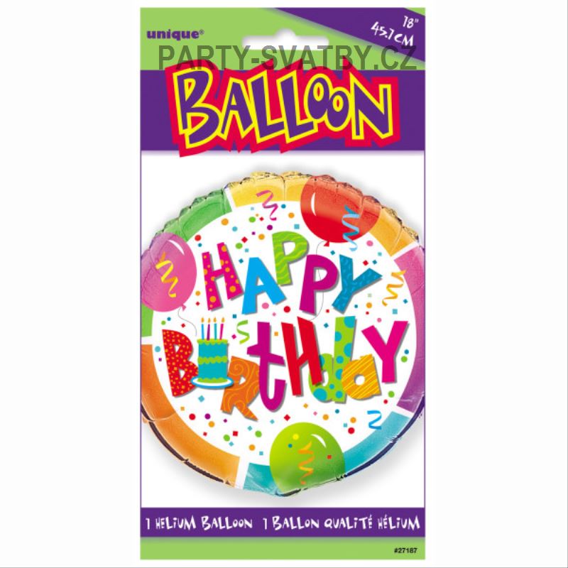 Balonek fóliový 45cm "Happy Birthday"