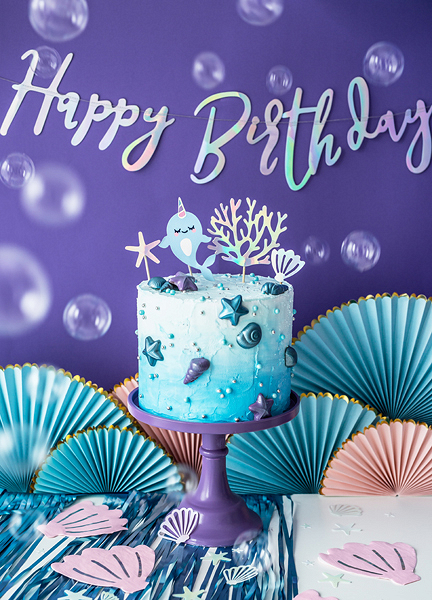 Baner "Happy birthday" 62 x 17cm duhová