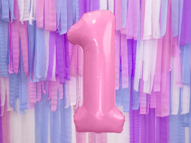 Balonek fóliový 86cm číslice "1" světle růžová