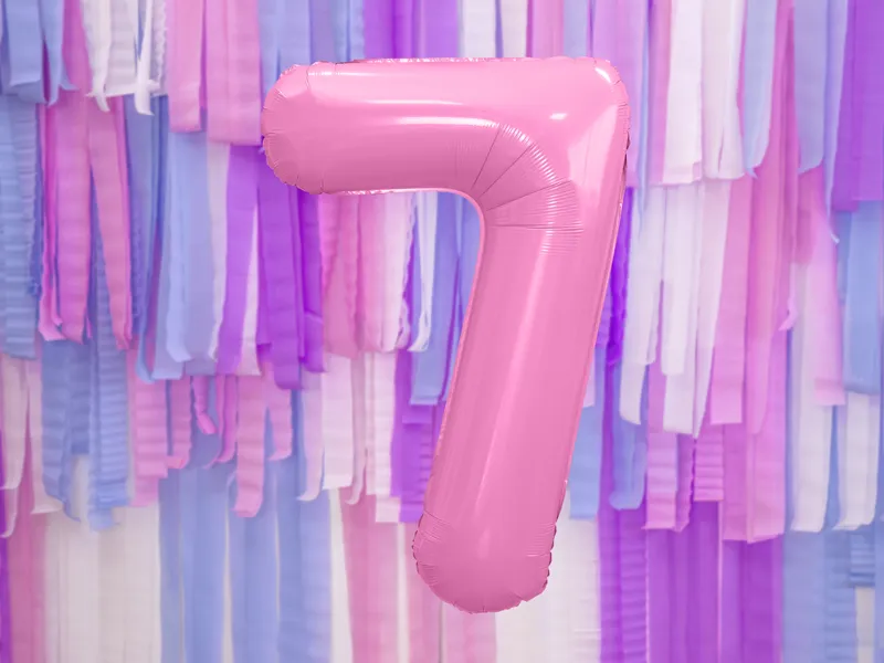 Balonek fóliový 86cm číslice "7" světle růžová