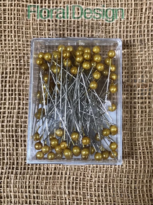 Perličky 6mm / 65mm na špendlíku 100ks zlatá
