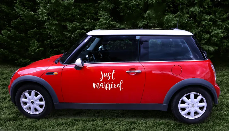 Polepka na auto a sklo 33 x 45cm "Just married"