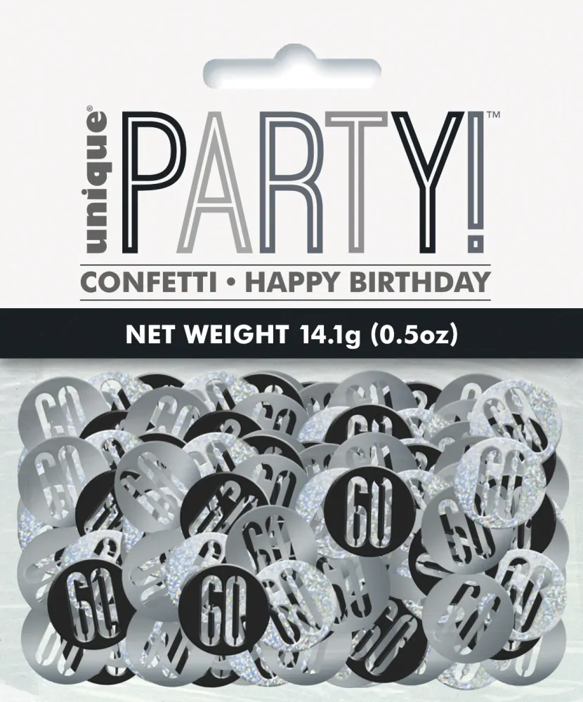 Konfety "60-narozeniny" 14gr. černá / stříbrná