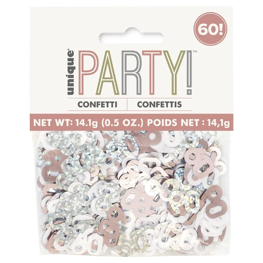 Konfety "60-narozeniny" 14gr. růžová/stříbrná