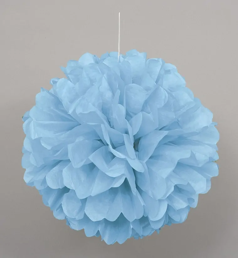 Pom Pom 23cm papírový 3 ks světle modrá