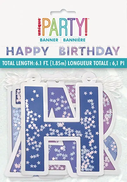 Baner "Happy birthday" 185cm duhová