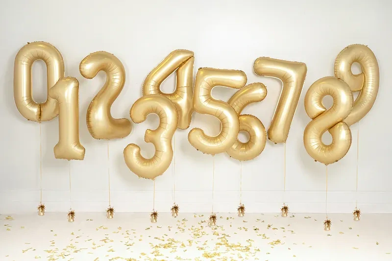 Balonek foliový 86cm číslice "3" světlá zlatá