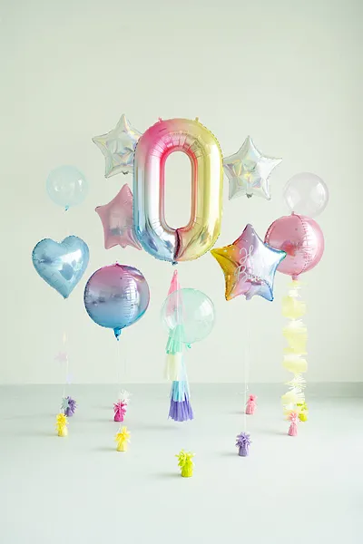 Balonek foliový 86cm číslice "0" duha