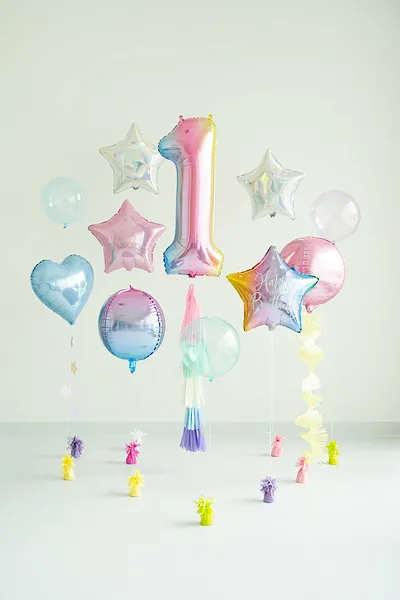 Balonek foliový 86cm číslice "1" duha