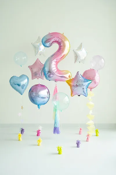 Balonek foliový 86cm číslice "2" duha