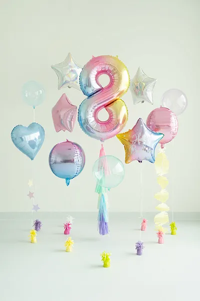 Balonek foliový 86cm číslice "8" duha