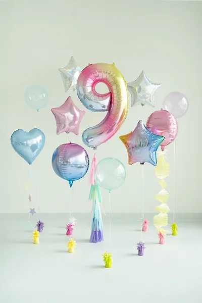Balonek foliový 86cm číslice "9" duha