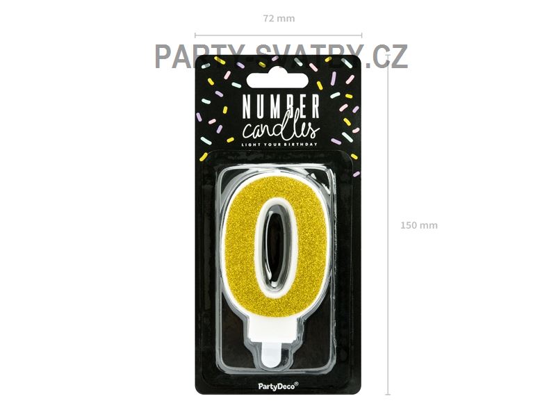 Narozeninové svíčky - číslo "0" glitter zlatá