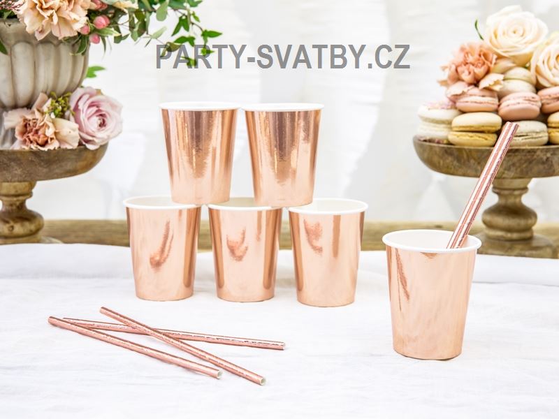 Papírový kelímek 220ml. metal rose gold 6ks
